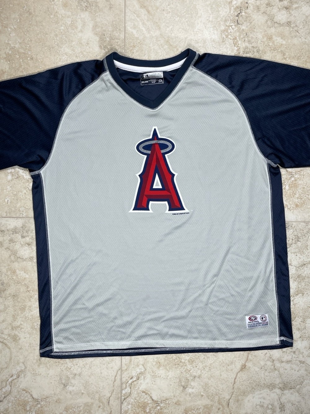 Los Angeles Angels Men's Short Sleeve Mesh Tee - Gray/Navy